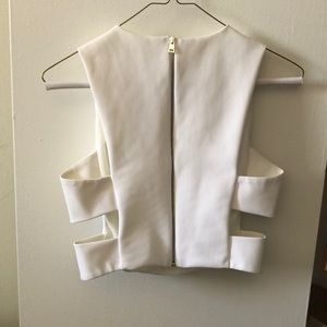 White Intermix zip-back crop top with side cutouts